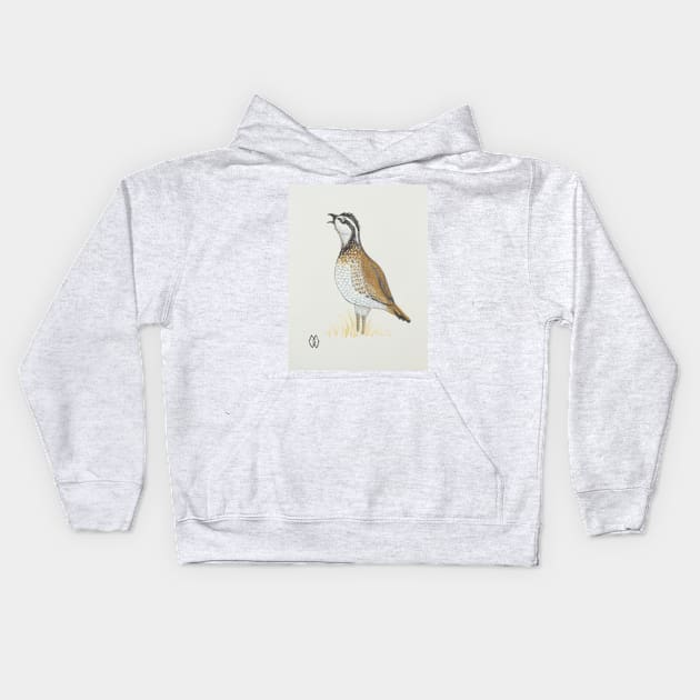 A bobwhite quail whistling a call Kids Hoodie by Matt Starr Fine Art